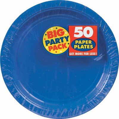 Amscan 9 Royal Blue Big Party Pack Round Paper Plates, 5/Pack, 50 Per Pack (650013.105)