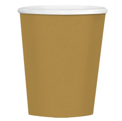 Amscan 12oz Gold Paper Coffee Cups, 4/Pack, 40 Per Pack (689100.19)
