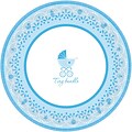 Amscan 10.5W Round; Celebrate Baby Boy, Baby Shower Paper Plates, 4/Pack, 18 Per Pack (721527)