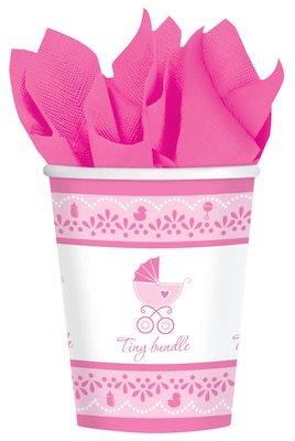 Amscan 9oz Celebrate Baby Girl Baby Shower Paper Cups, 4/Pack, 18 Per Pack (731526)