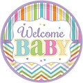 Amscan 7 Welcome Baby Baby Shower Round Paper Plate; 4/Pack, 18 Per Pack (741488)