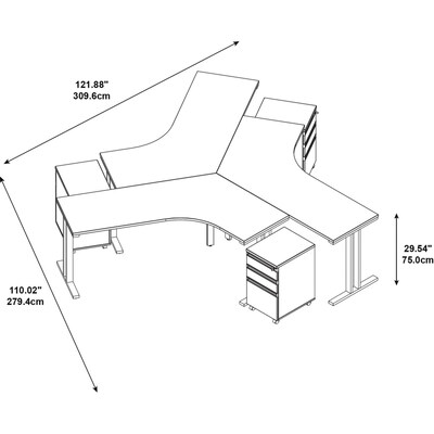 Bush Business Furniture Momentum 60W Desk w/30H Open Storage, 30H Piler Filer, 36W Hutch w/Doors, Mocha Cherry (MOM081MR)