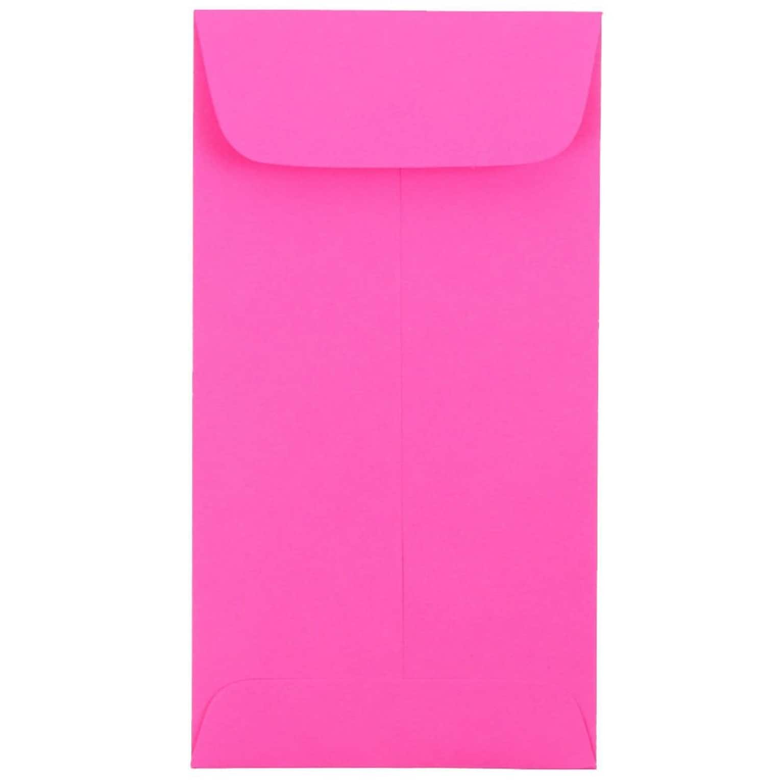 JAM Paper #7 Coin Business Colored Envelopes, 3.5 x 6.5, Ultra Fuchsia Pink, Bulk 500/Box (1526767H)