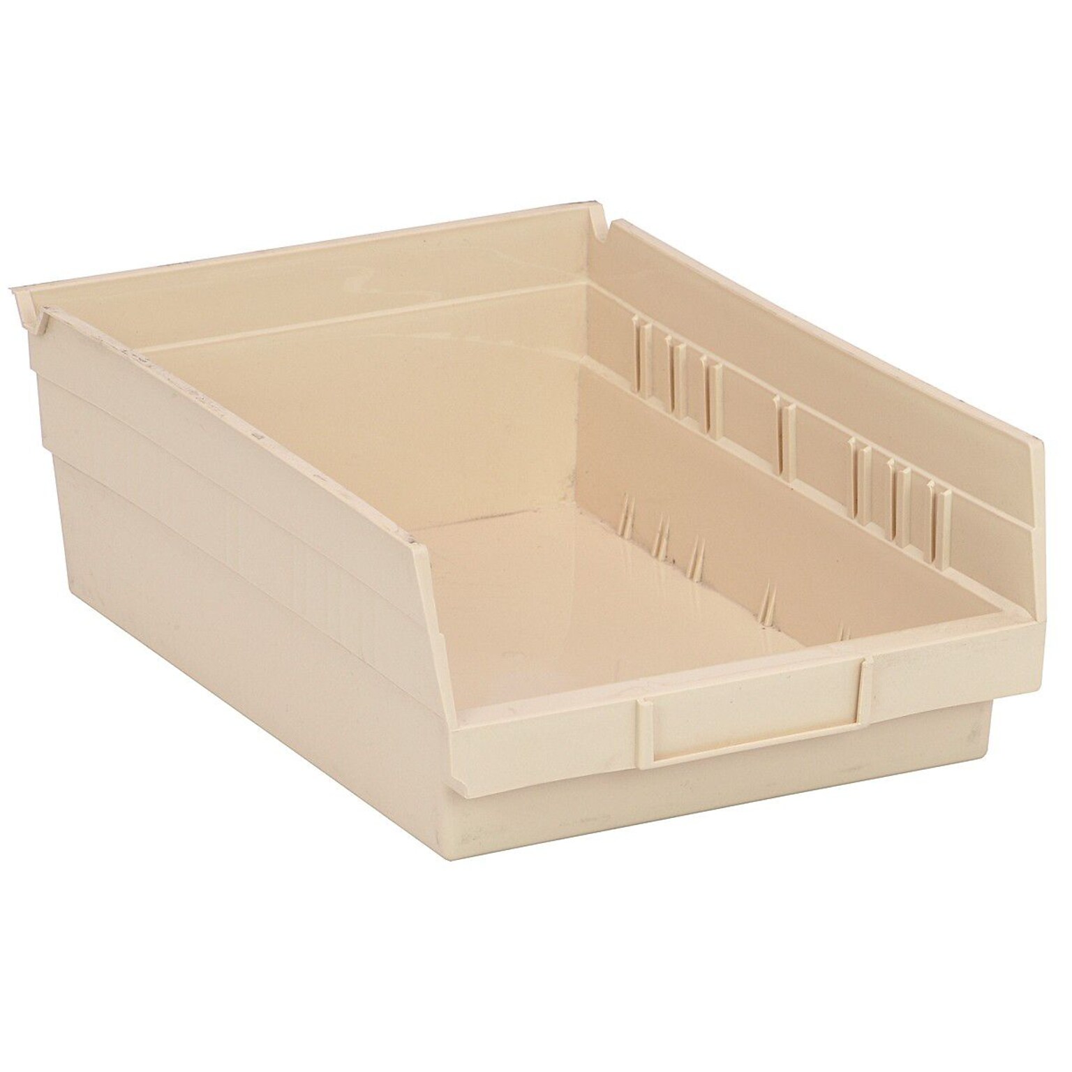 Quantum Storage Systems 11-5/8 x 8-3/8 x 4 Economy Shelf Bins, Ivory, 20/Carton (QSB107IVCS)