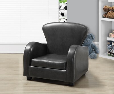 Monarch Specialties Leather-Look Juvenile Chair, Charcoal Gray (I 8141)