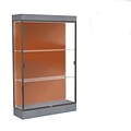 Waddell Edge 48x76x20 Lighted Floor Case, 6 Base, Terra Cotta Back, Dk. Bronze Fin, Carbon Mesh