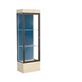 Waddell Edge 24x76x20 Lighted Floor Case, 12 Base, Blue Steel Back, Dk Bronze Fin, Chardonnay