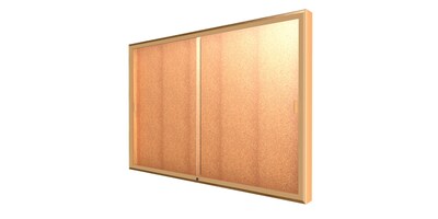 Ghent Legacy 72W x 48H x 4D Wall Case, Cork Back, Autumn Oak Finish, Gold Trim