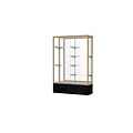 Waddell Monarch 48W x 72H x 16D Lighted Floor Case, Mirror Back, Champagne Fin, Black Marble Base