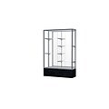 Waddell Monarch 48W x 72H x 16D Lighted Floor Case, Mirror Back, Satin Finish, Black Marble Base