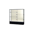 Waddell Monarch 72W x 72H x 16D Lighted Floor Case, Plaque Back, Satin Finish, Black Marble Base