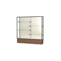 Waddell Monarch 72W x 72H x 16D Lighted Floor Case, Plaque Back, Satin Finish, Beige Stone Base