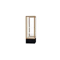 Waddell Monarch 24W x 72H x 24D Lighted Floor Case, Mirror Back, Champagne Fin, Black Marble Base