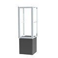 Waddell Prominence Spotlight 24W x 72H x 24D Lighted Tower Case, Clear Glass Back, Chrome Finish