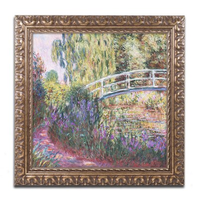 Trademark Global Monet The Japanese Bridge IV Ornate Art, 16L x 16W, Framed (BL0949-G1616F)