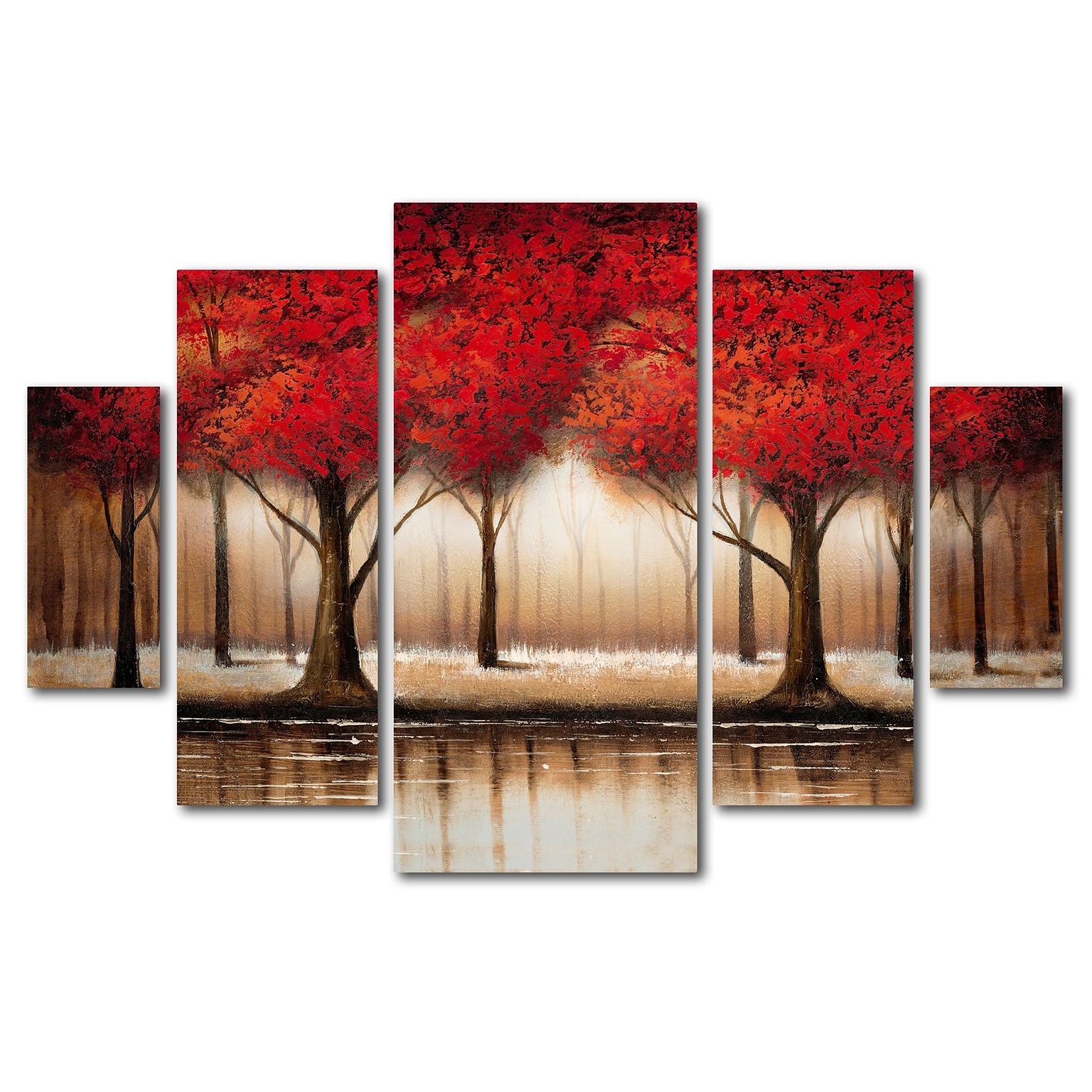 Trademark Global Rio Parade of Red Trees Multi-Panel Art Set 40 x 58 (MA0301-P5-SET)