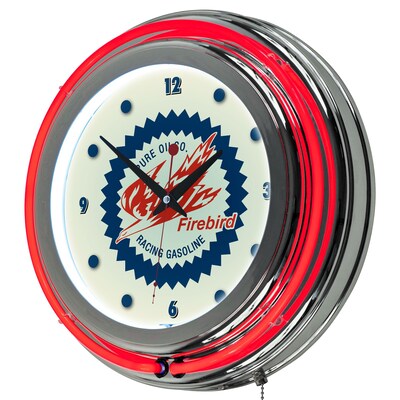 Trademark Global Pure Oil Chrome Double Rung Neon Clock, Firebird (AR1400-PURE)