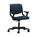 HON Motivate HONMT102AB90 Upholstered Back Office/Computer Chair, Adj. Arms, Onyx Shell, Blue Fabric
