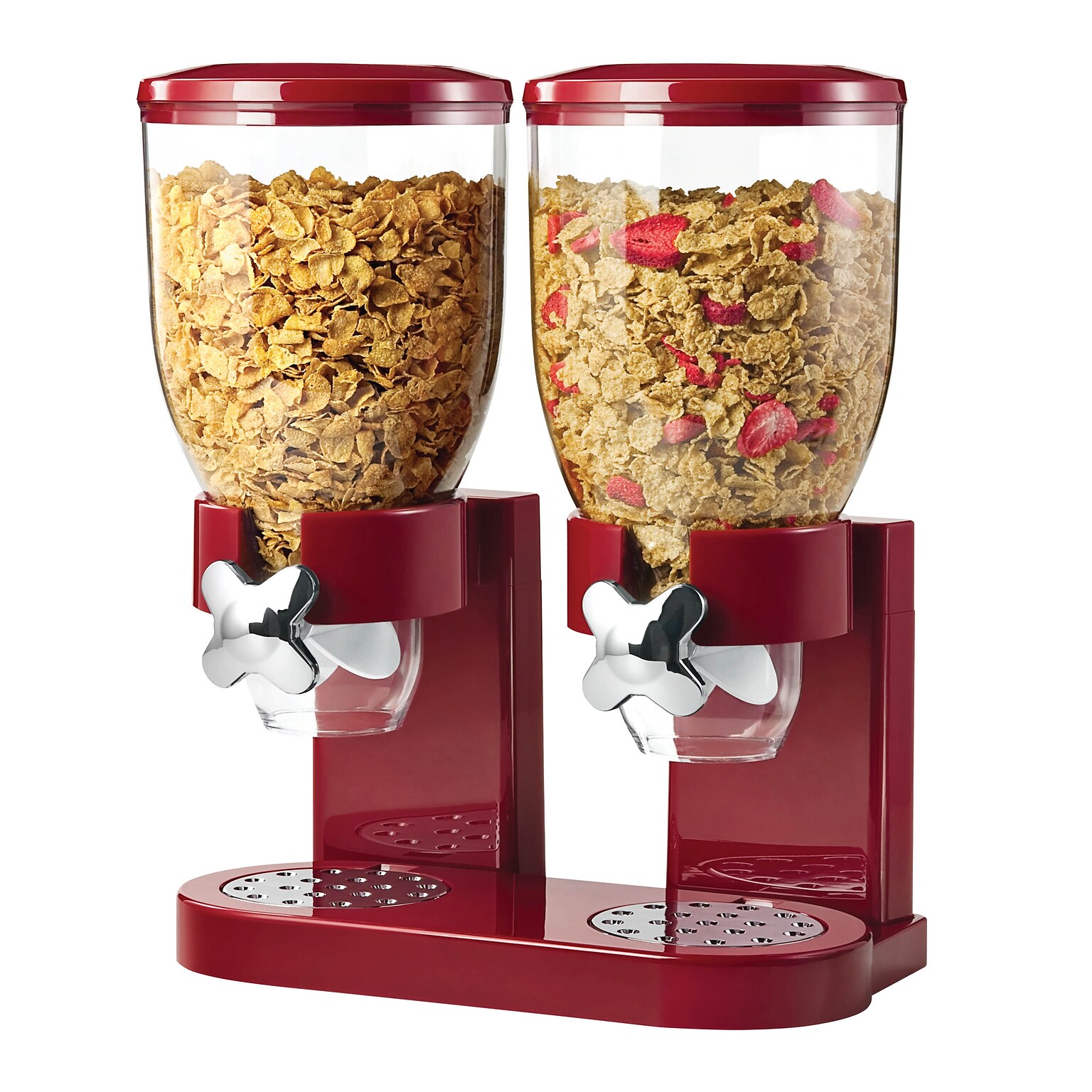 Honey Can Do Double Cereal Dispenser, Red/Chrome (KCH-06125)