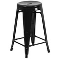Flash 24 High Backless Metal Indoor-Outdoor Counter Height Stool w/Rnd Seat; Black Finish, 4bx