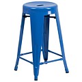 Flash Furniture 24 High Backless Metal Indoor/Outdoor Counter-Height Stool w/Round Seat, Blue