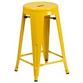Flash Furniture 24 High Backless Yellow Metal Indoor/Outdoor Counter Height Stool w/Round Seat
