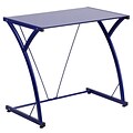 Flash Furniture Contemporary Blue Tempered Glass Computer Desk with Matching Frame (NANWKSD02BLUE)
