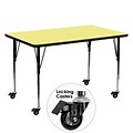 Mobile Standard Height Adjustable Leg 30Wx60L Rectangular Laminate Top Activity Table Yellow