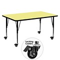 Flash Furniture Mobile 30Wx60L Rectangular Activity Table, Yellow Laminate Top, Preschool Legs