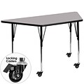 Flash Furniture Mobile 30Wx60L Trapezoid Activity Table, Gray Laminate Top & Height-Adj Legs