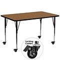 Flash Furniture Mobile 30Wx72L Rectangular Activity Table, Oak Laminate Top, Standard Adj Legs