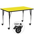 Flash Furniture Mobile 30Wx72L Rectangular Activity Table, 1.25 Yellow Laminate Top, Adj Legs