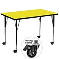 Flash Furniture Mobile 36Wx72L Rectangular Activity Table, 1.25 Yellow Laminate Top, Adj Legs