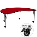 Flash Furniture Mobile 48x96 Kidney-Shaped Activity Table, Red Laminate Top, Adj Preschool Legs