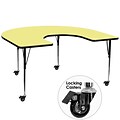 Flash Furniture Mobile 60Wx66L Horseshoe-Shaped Activity Table, Yellow Laminate Top, Adj Legs