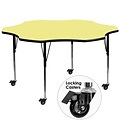 Flash Furniture Mobile 60 Flower-Shaped Activity Table, Yellow Laminate Top, Standard Adj Legs
