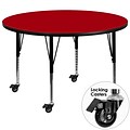 Flash Furniture Mobile 60 Round Activity Table, Red Laminate Top, Height-Adjustable Preschool Legs