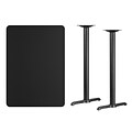 Flash Furniture 30x42 Laminate Rectangular Table Top, Black w/5x22 Bar-Height Table Bases (XUBK3042T0522B)