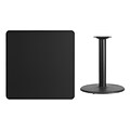 Flash Furniture 36 Laminate Square Table Top, Black w/24 Round Table-Height Base (XUBK3636TR24)