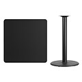 Flash Furniture 36 Laminate Square Table Top, Black w/24 Round Bar-Height Table Base (XUBK3636TR24B)