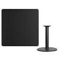 Flash Furniture 42 Laminate Square Table Top w/24 Round Table Height Base, Black (XUBK4242TR24)