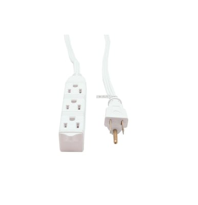 GE 8' 3-Outlet Grounded Office Cord, White
