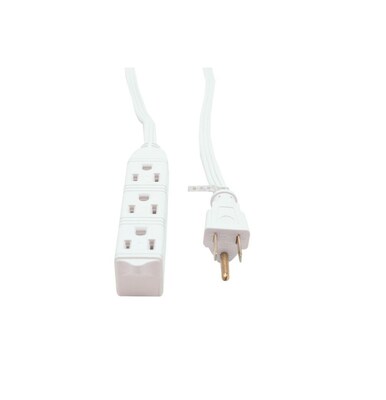 GE 8 3-Outlet Grounded Office Cord, White