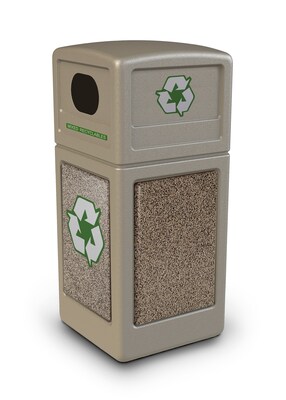 Commercial Zone Products® Green Zone Series Recycle42 StoneTec® Recycling Container, Beige with Riverstone (72231599)