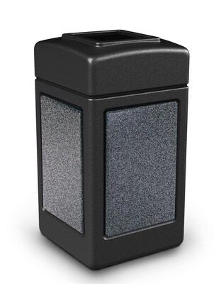 Commercial Zone Products® 42gal Square StoneTec® Trash Receptacle, Black with Pepperstone Panels (720313)