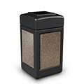 Commercial Zone Products® 42gal Square StoneTec® Trash Receptacle, Black with Riverstone Panels (720352)