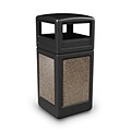 Commercial Zone Products® 42gal Square StoneTec® Trash Can with Dome Lid, Black with Riverstone Panels (72045299)