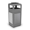 Commercial Zone Products® 42gal Square StoneTec® Trash Receptacle with Ashtray Dome Lid, Gray with Ashtone Panels (72051199)