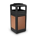Commercial Zone Products® 42-Gallon Square StoneTec® Trash Receptacle with Ashtray Dome Lid, Black with Sedona Panels (72051499)