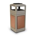 Commercial Zone Products® 42 Gallon Square StoneTec® Trash Receptacle with Ashtray Dome Lid, Beige with Sedona Panels (72051699)